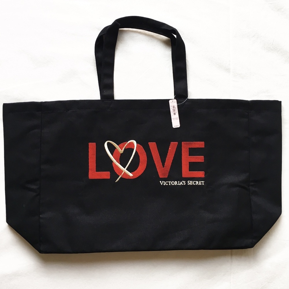 * NWT* Victoria's Secret Sequins LOVE Black Tote